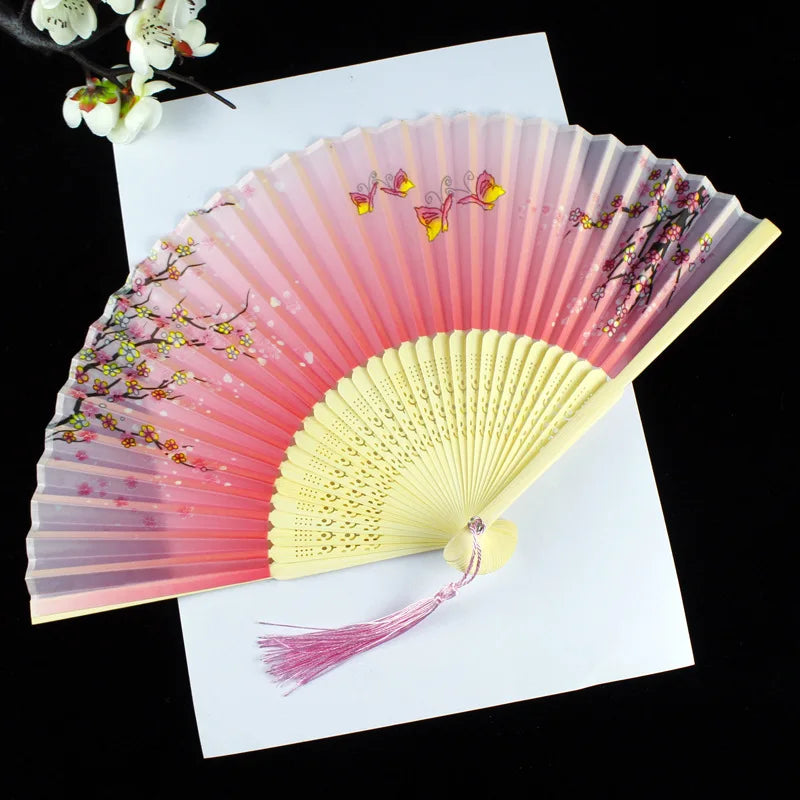 Foldable Silk Hand Fan - Bamboo Halloween Cosplay Prop  Party Decoration - ZOOMNSTORE