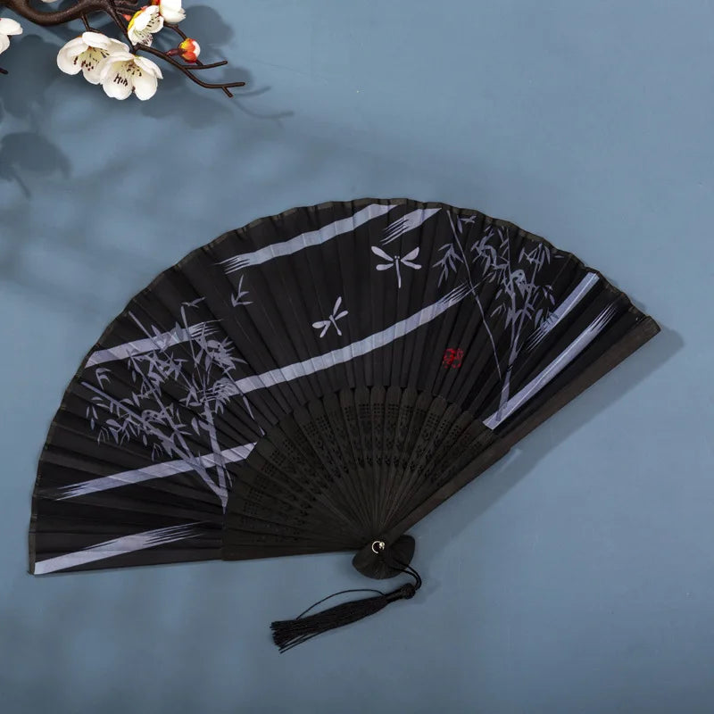 Foldable Silk Hand Fan - Bamboo Halloween Cosplay Prop  Party Decoration - ZOOMNSTORE