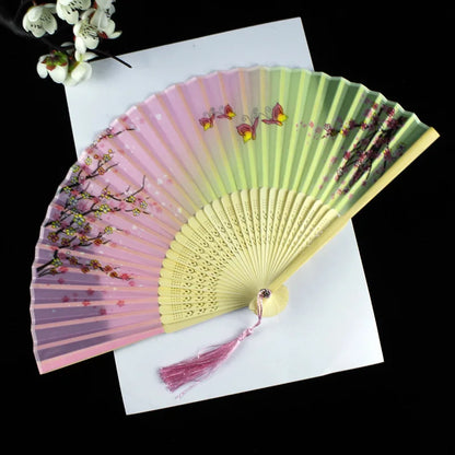 Foldable Silk Hand Fan - Bamboo Halloween Cosplay Prop  Party Decoration - ZOOMNSTORE