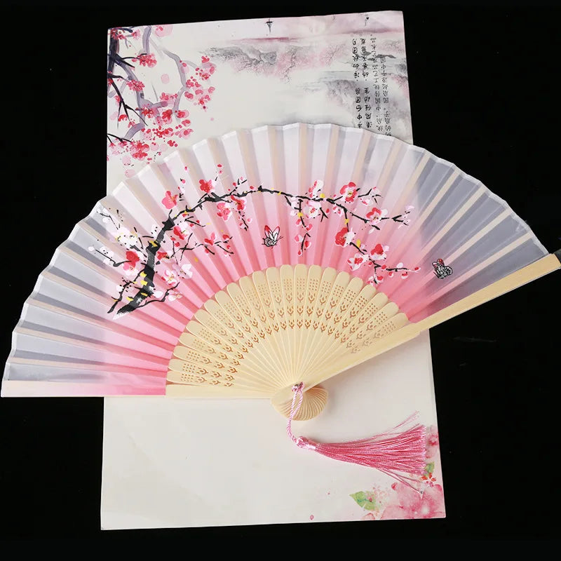 Foldable Silk Hand Fan - Bamboo Halloween Cosplay Prop  Party Decoration - ZOOMNSTORE