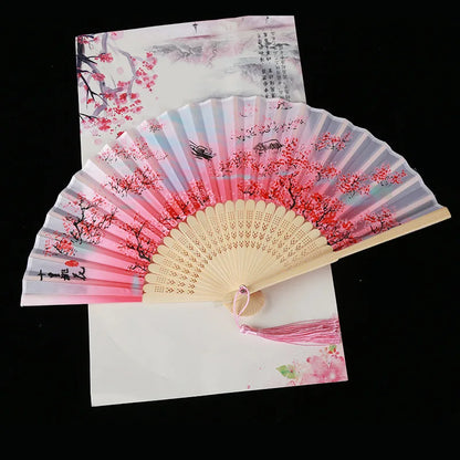 Foldable Silk Hand Fan - Bamboo Halloween Cosplay Prop  Party Decoration - ZOOMNSTORE
