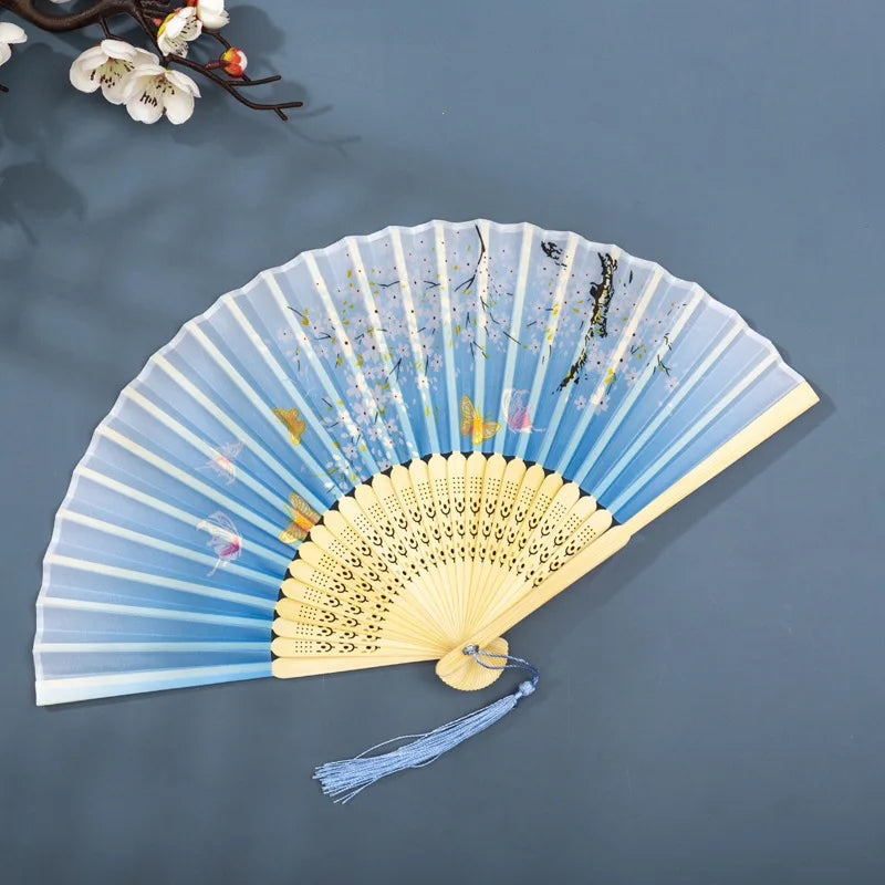 Foldable Silk Hand Fan - Bamboo Halloween Cosplay Prop  Party Decoration - ZOOMNSTORE