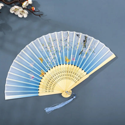 Foldable Silk Hand Fan - Bamboo Halloween Cosplay Prop  Party Decoration - ZOOMNSTORE