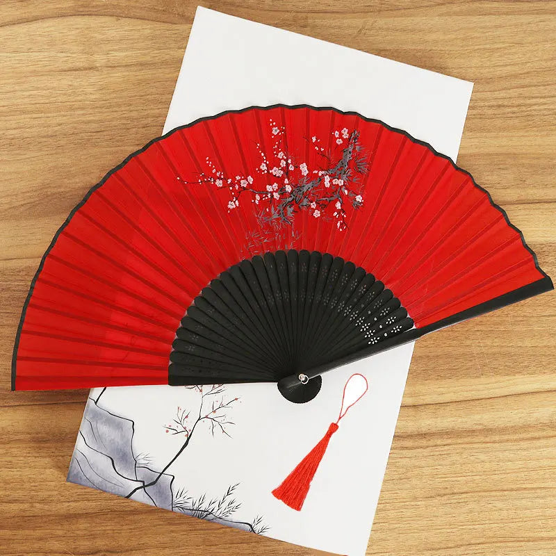 Foldable Silk Hand Fan - Bamboo Halloween Cosplay Prop  Party Decoration - ZOOMNSTORE