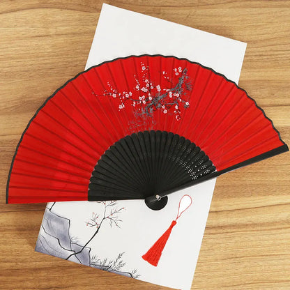 Foldable Silk Hand Fan - Bamboo Halloween Cosplay Prop  Party Decoration - ZOOMNSTORE