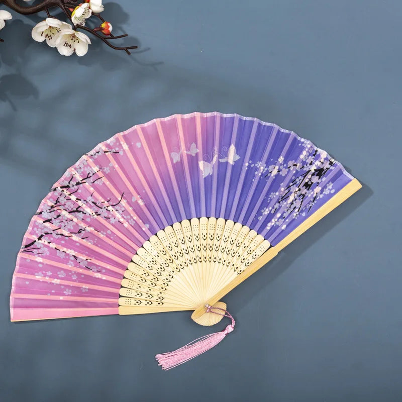 Foldable Silk Hand Fan - Bamboo Halloween Cosplay Prop  Party Decoration - ZOOMNSTORE