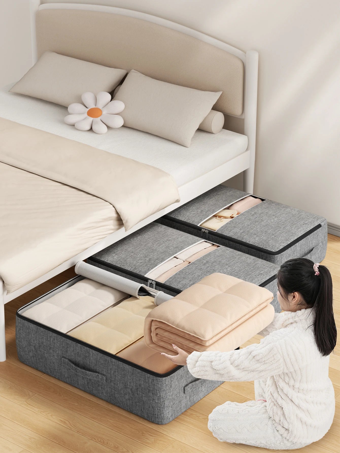 Foldable Storage Bag - Large Capacity Under Bed Organizer & Dust Proof Closet Organizer - ZOOMNSTORE