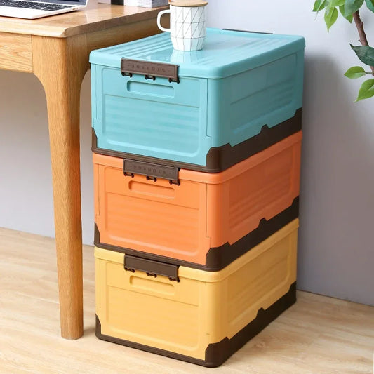 Folding Storage Box - Multifunctional Plastic Organizer with Lid - ZOOMNSTORE