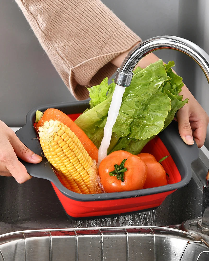 Foldable Vegetable Basket - Collapsible Fruit Colander & Portable Kitchen Drainer - ZOOMNSTORE