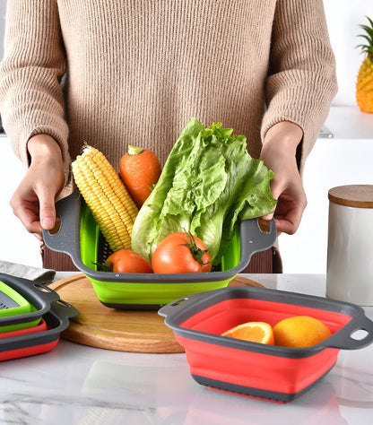 Foldable Vegetable Basket - Collapsible Fruit Colander & Portable Kitchen Drainer - ZOOMNSTORE