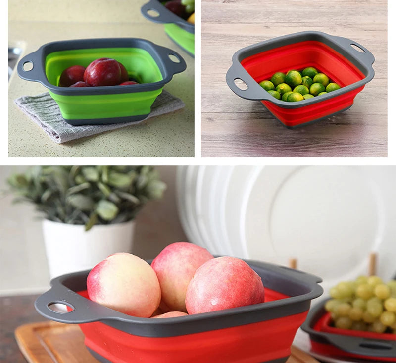 Foldable Vegetable Basket - Collapsible Fruit Colander & Portable Kitchen Drainer - ZOOMNSTORE