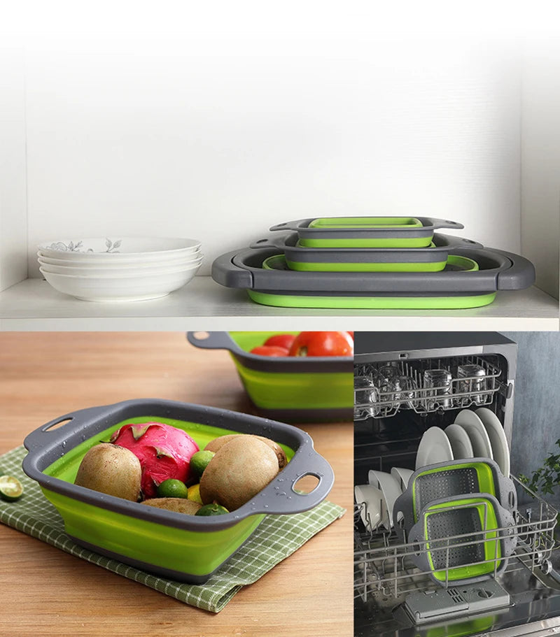 Foldable Vegetable Basket - Collapsible Fruit Colander & Portable Kitchen Drainer - ZOOMNSTORE