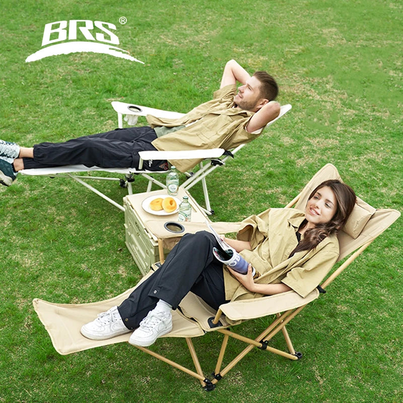Portable Adjustable Camping Chair - Ultralight 2-in-1 Folding Lounge Chair with Pillow Footrest - ZOOMNSTORE