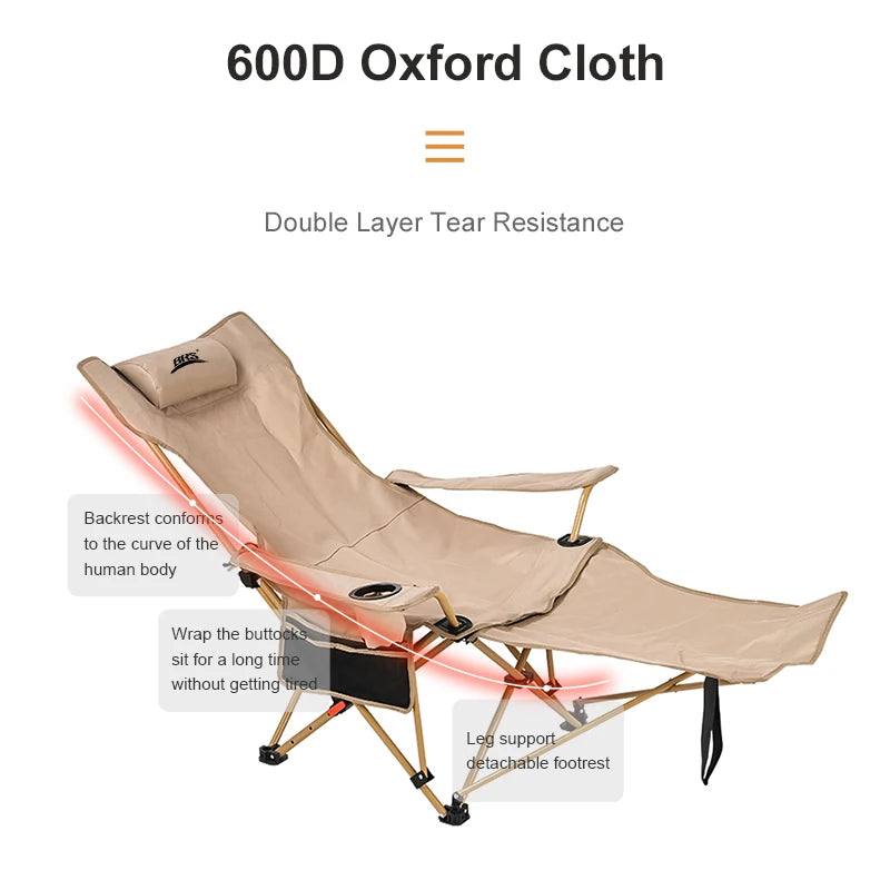 Portable Adjustable Camping Chair - Ultralight 2-in-1 Folding Lounge Chair with Pillow Footrest - ZOOMNSTORE