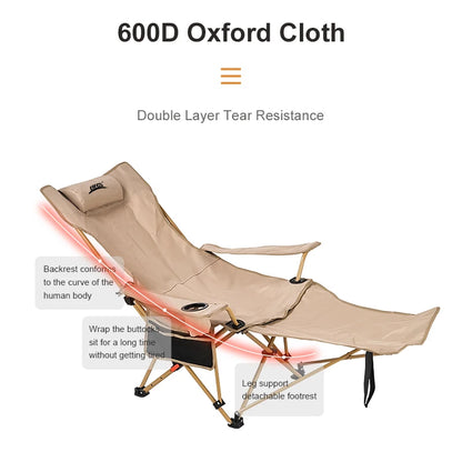 Portable Adjustable Camping Chair - Ultralight 2-in-1 Folding Lounge Chair with Pillow Footrest - ZOOMNSTORE