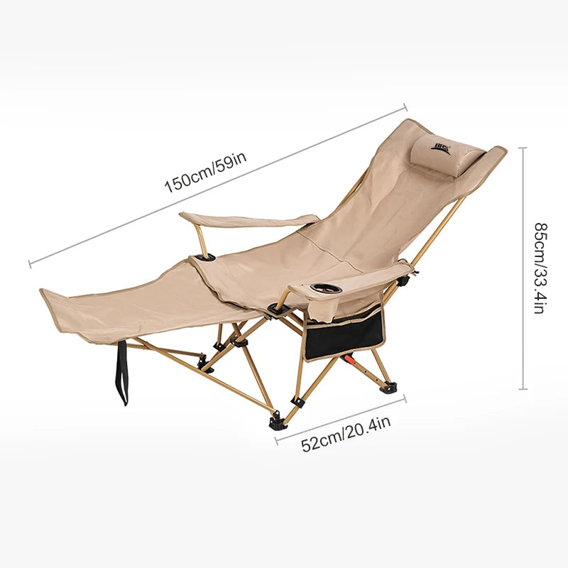 Portable Adjustable Camping Chair - Ultralight 2-in-1 Folding Lounge Chair with Pillow Footrest - ZOOMNSTORE