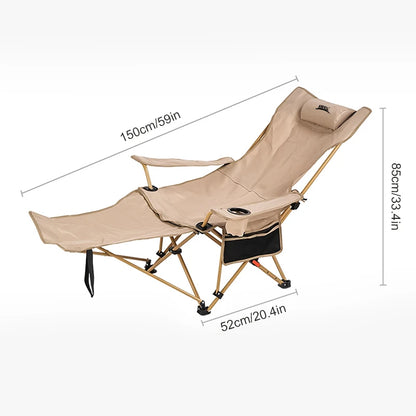Portable Adjustable Camping Chair - Ultralight 2-in-1 Folding Lounge Chair with Pillow Footrest - ZOOMNSTORE