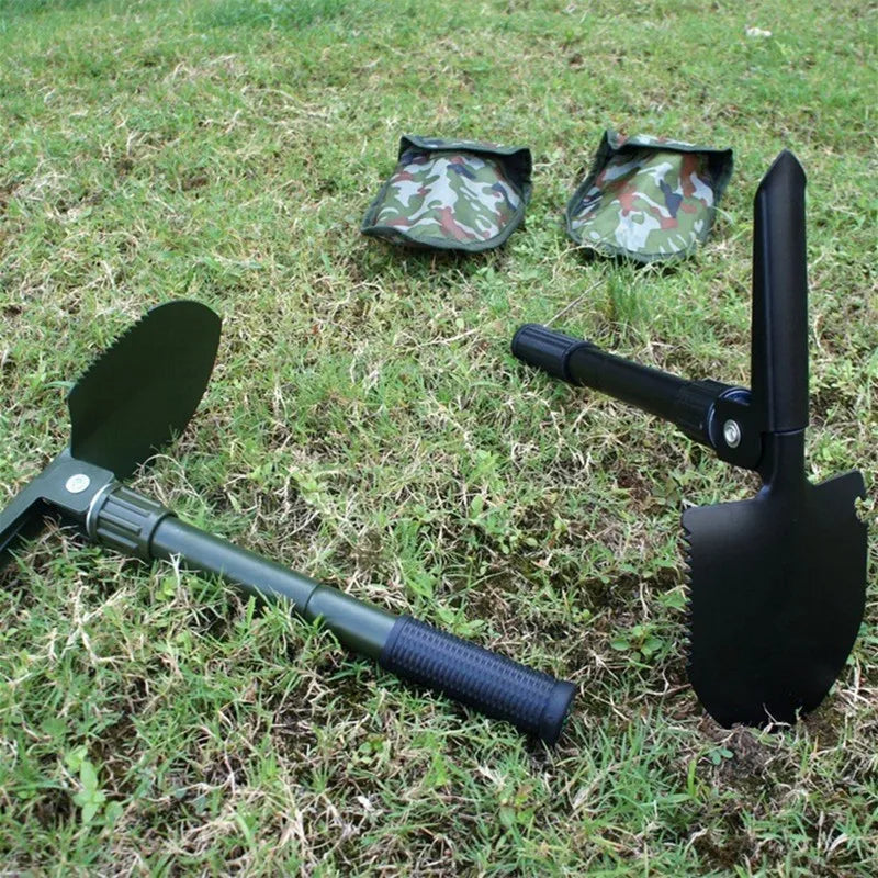 Compact Folding Camping Shovel - Mini Pickaxe with Pouch for Gardening Hunting and Emergencies - ZOOMNSTORE