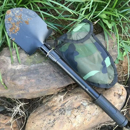 Compact Folding Camping Shovel - Mini Pickaxe with Pouch for Gardening Hunting and Emergencies - ZOOMNSTORE
