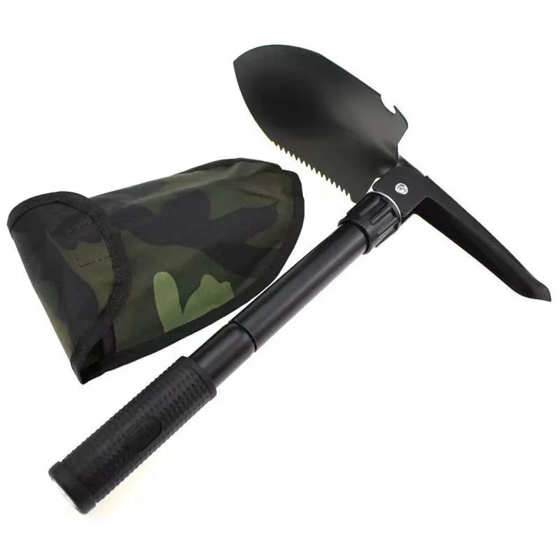Compact Folding Camping Shovel - Mini Pickaxe with Pouch for Gardening Hunting and Emergencies - ZOOMNSTORE