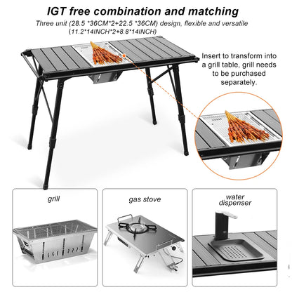 Folding Camping Table – Lightweight Aluminum Alloy Outdoor BBQ Grill & Picnic Table - ZOOMNSTORE