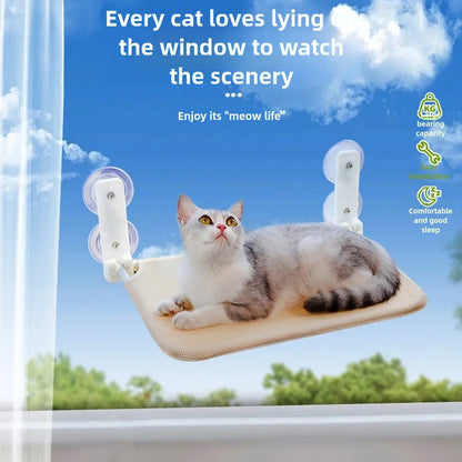 Assembly free folding cat hammock plush mesh cat window wall jumping platform double suction cup cat hammock - ZOOMNSTORE