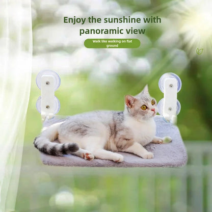 Assembly free folding cat hammock plush mesh cat window wall jumping platform double suction cup cat hammock - ZOOMNSTORE