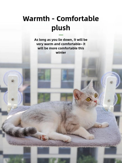 Assembly free folding cat hammock plush mesh cat window wall jumping platform double suction cup cat hammock - ZOOMNSTORE