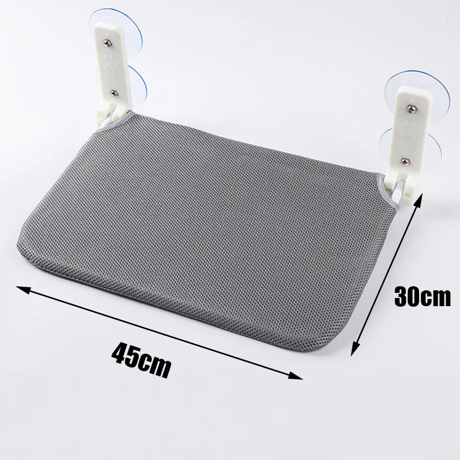 Assembly free folding cat hammock plush mesh cat window wall jumping platform double suction cup cat hammock - ZOOMNSTORE