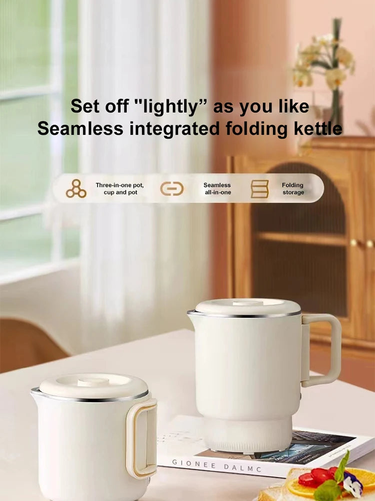 Folding Electric Kettle | Compact Travel Kettle, Stainless Steel, Safety Auto-Off, Quick Boil - ZOOMNSTORE