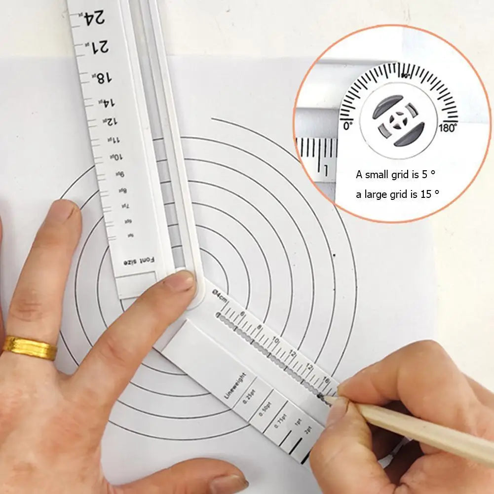 Folding Geometric Drawing Ruler Multifunctional Math Line Circular Drawing Geometry Template Angle Measure Drafting Ruler - ZOOMNSTORE