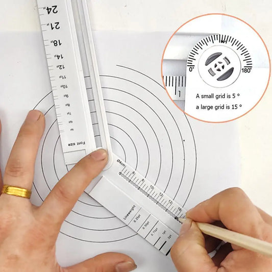 Folding Geometric Drawing Ruler Multifunctional Math Line Circular Drawing Geometry Template Angle Measure Drafting Ruler - ZOOMNSTORE