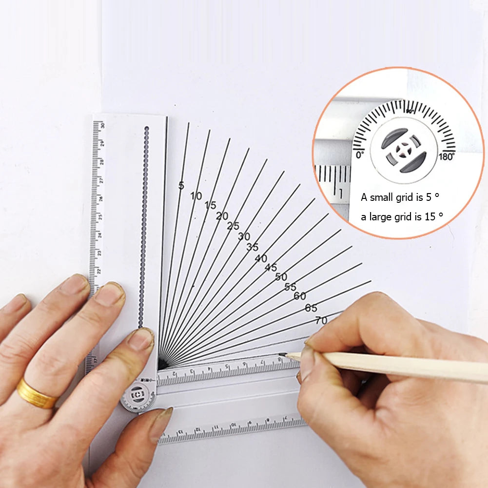 Folding Geometric Drawing Ruler Multifunctional Math Line Circular Drawing Geometry Template Angle Measure Drafting Ruler - ZOOMNSTORE