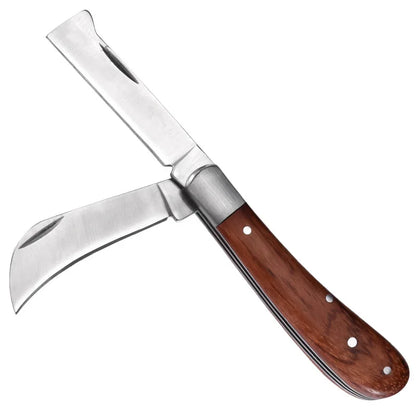 Folding Grafting Knife - Professional Garden Pruning Tool with Wooden Handle - ZOOMNSTORE