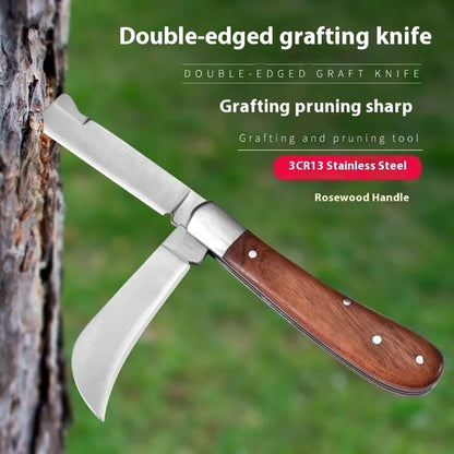 Folding Grafting Knife - Professional Garden Pruning Tool with Wooden Handle - ZOOMNSTORE