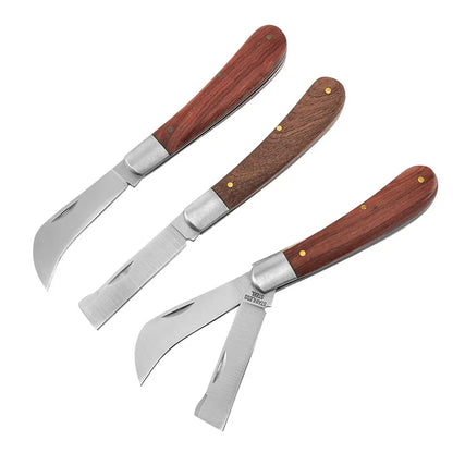 Folding Grafting Knife - Professional Garden Pruning Tool with Wooden Handle - ZOOMNSTORE