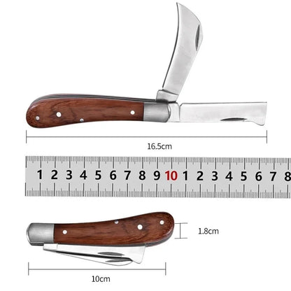 Folding Grafting Knife - Professional Garden Pruning Tool with Wooden Handle - ZOOMNSTORE