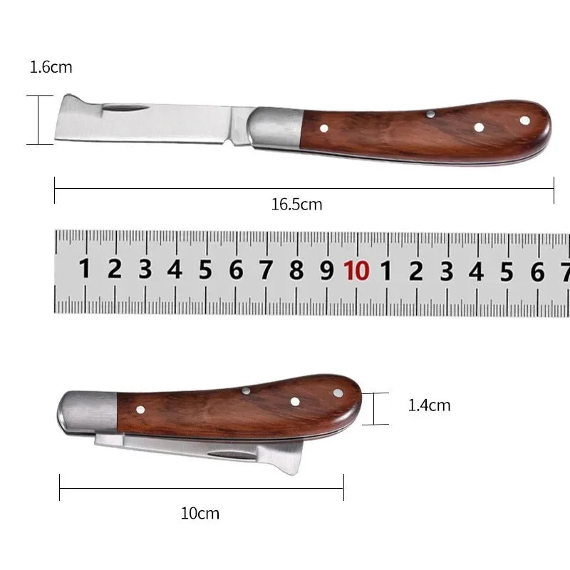 Folding Grafting Knife - Professional Garden Pruning Tool with Wooden Handle - ZOOMNSTORE