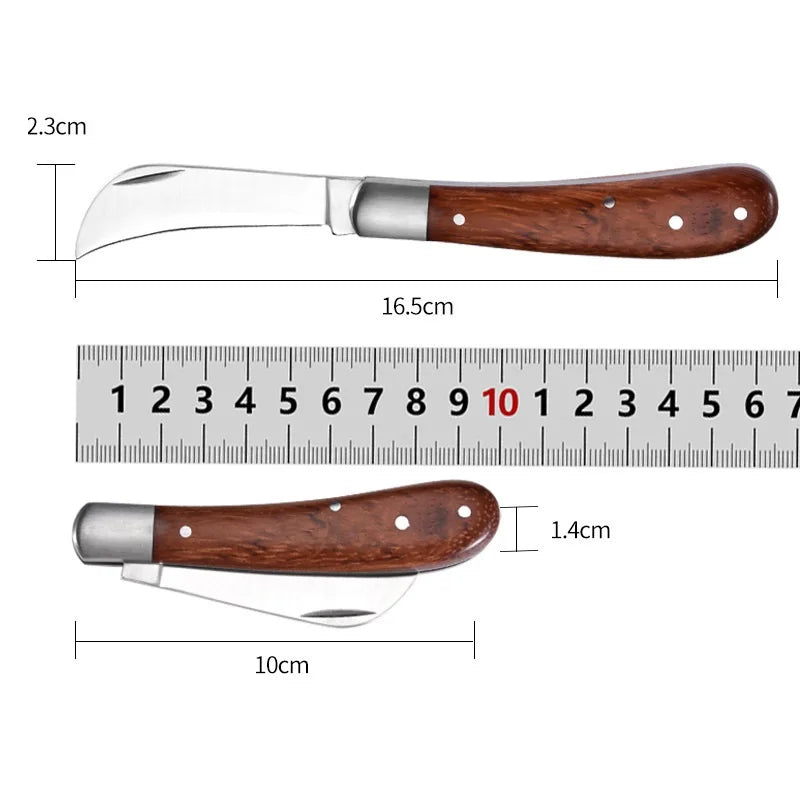 Folding Grafting Knife - Professional Garden Pruning Tool with Wooden Handle - ZOOMNSTORE