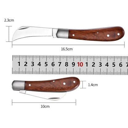 Folding Grafting Knife - Professional Garden Pruning Tool with Wooden Handle - ZOOMNSTORE