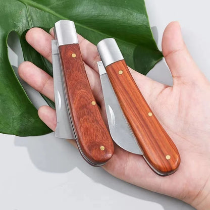 Folding Grafting Knife - Professional Garden Pruning Tool with Wooden Handle - ZOOMNSTORE