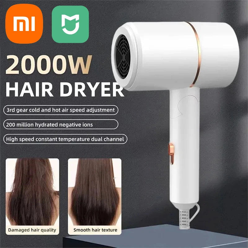 XIAOMI Folding Hairdryer High Power Negative Ion Hair Dryer Home Thermostatic Travel Portable Silent Hair Brush Dryer 2025 - ZOOMNSTORE