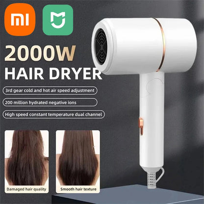 XIAOMI Folding Hairdryer High Power Negative Ion Hair Dryer Home Thermostatic Travel Portable Silent Hair Brush Dryer 2025 - ZOOMNSTORE