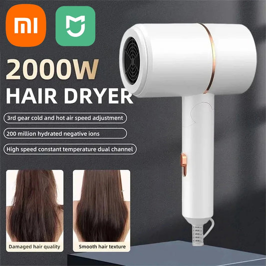 XIAOMI Folding Hairdryer High Power Negative Ion Hair Dryer Home Thermostatic Travel Portable Silent Hair Brush Dryer 2025 - ZOOMNSTORE
