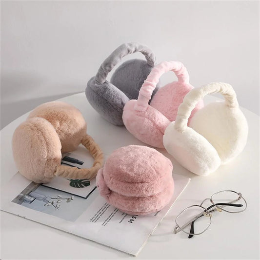 Folding Hamburger Earmuffs - Warm Plush Winter Ear Warmers | Cute Foldable Design - ZOOMNSTORE