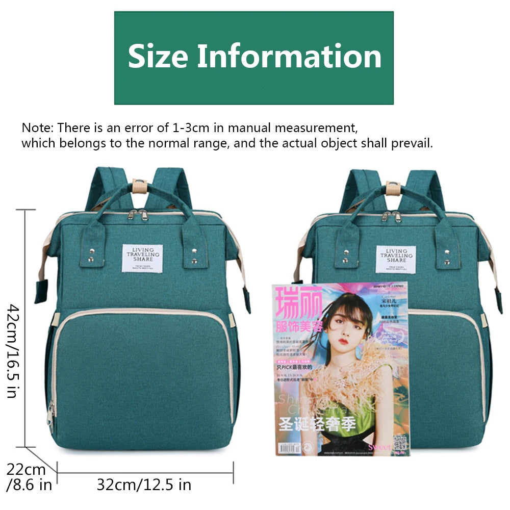 Folding Mommy Bag Lightweight Portable Folding Crib Bed Large-capacity Baby Backpack Female Mommy Outting Bag Mummy Bag - ZOOMNSTORE