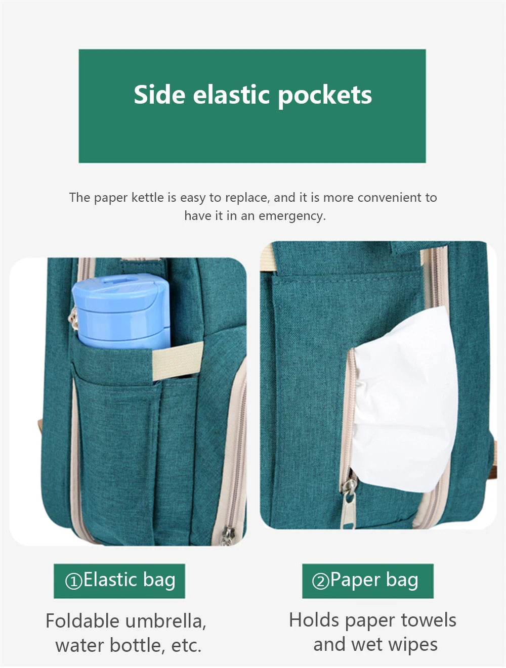 Folding Mommy Bag Lightweight Portable Folding Crib Bed Large-capacity Baby Backpack Female Mommy Outting Bag Mummy Bag - ZOOMNSTORE