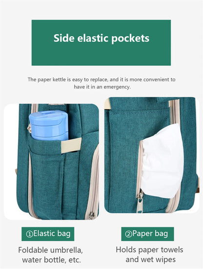 Folding Mommy Bag Lightweight Portable Folding Crib Bed Large-capacity Baby Backpack Female Mommy Outting Bag Mummy Bag - ZOOMNSTORE