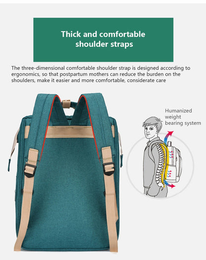 Folding Mommy Bag Lightweight Portable Folding Crib Bed Large-capacity Baby Backpack Female Mommy Outting Bag Mummy Bag - ZOOMNSTORE