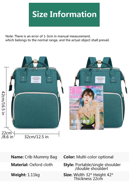 Folding Mommy Bag Lightweight Portable Folding Crib Bed Large-capacity Baby Backpack Female Mommy Outting Bag Mummy Bag - ZOOMNSTORE